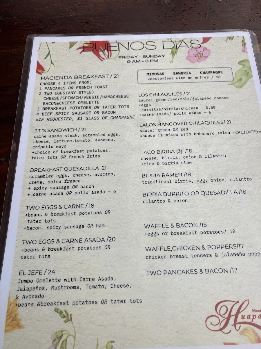 Huapangos Menu - Image 3